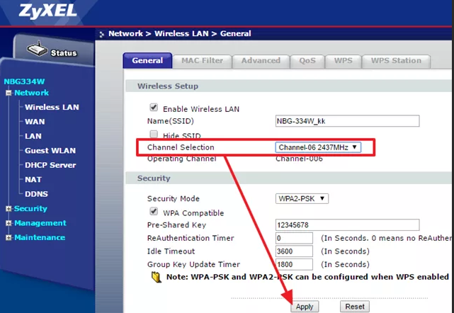 Смена канала вай фай на роутере Zyxel