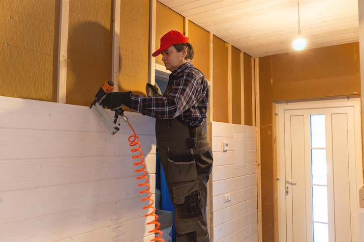 Монтаж гипсокартонных перегородок с шумоизоляцией внутри